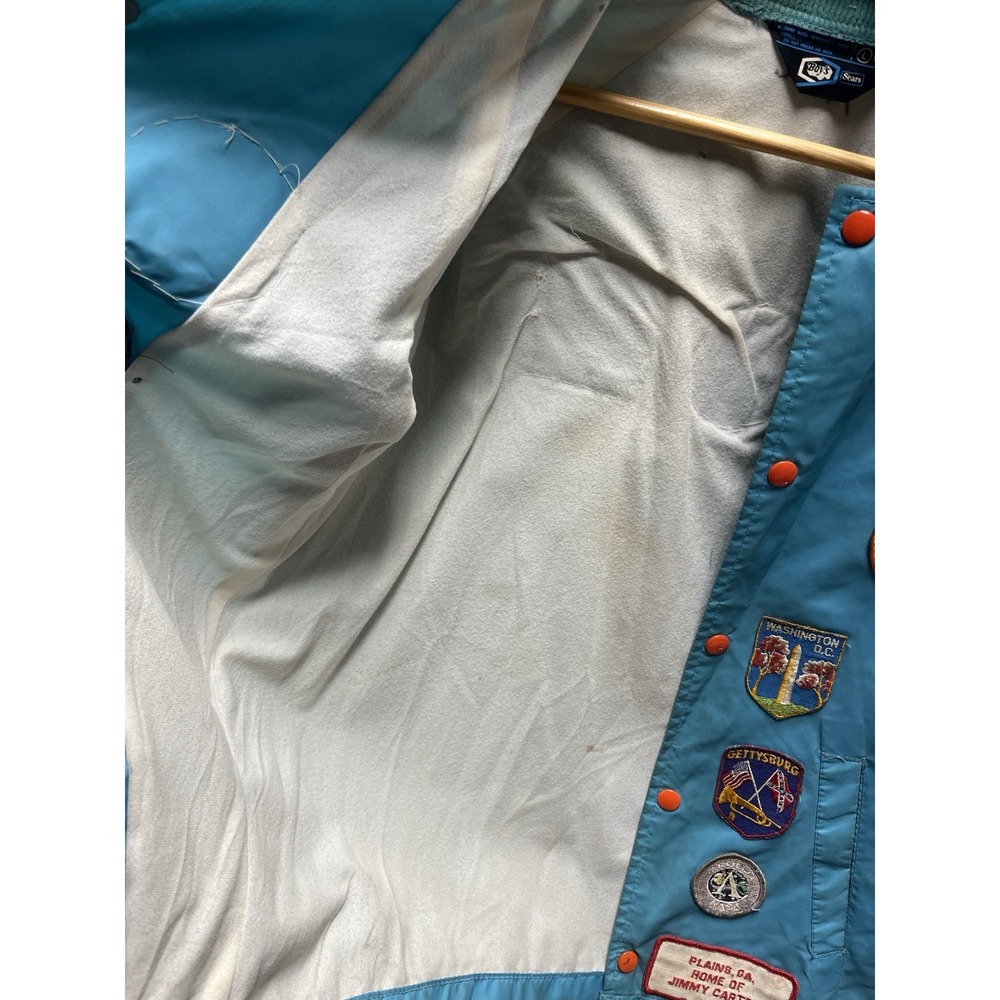 Vintage 1970s Sears Miami Dolphins Multi Patch Snap Coach Jacket Youth L/Men's S - Picture 9 of 13